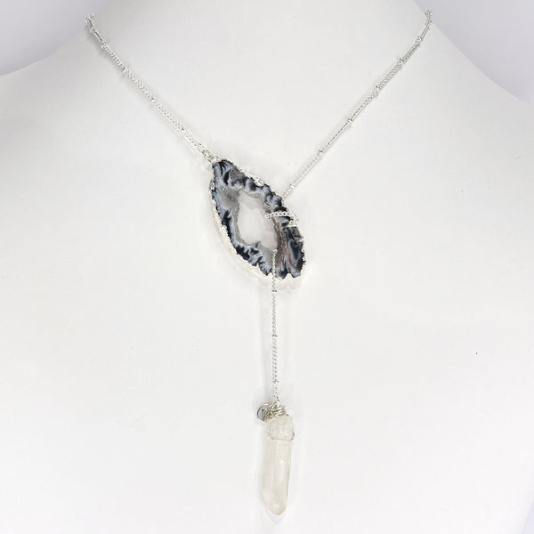 Petite Silver Crystal Balance Lariat