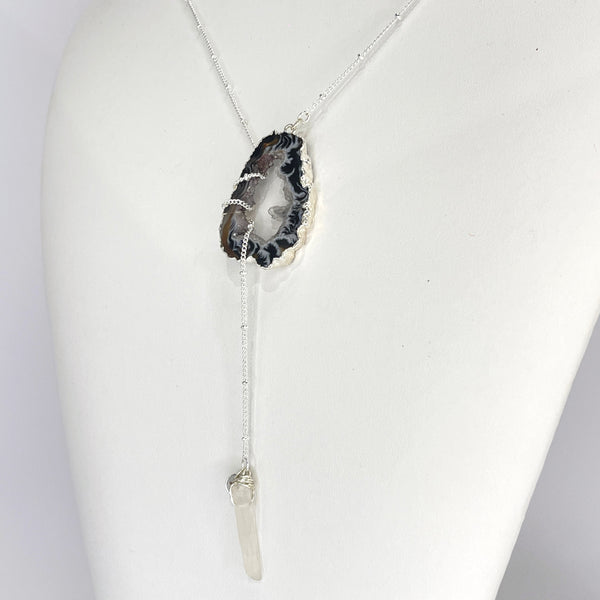 Silver Crystal Balance Lariat