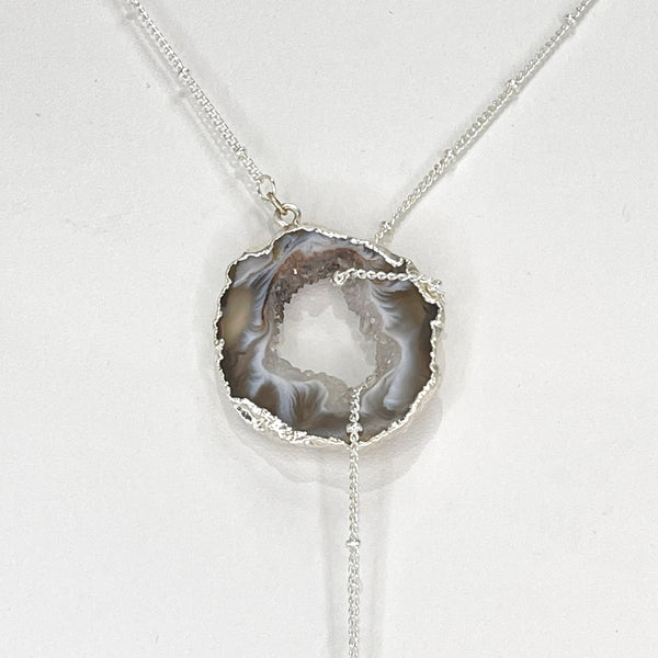 Silver Crystal Balance Lariat