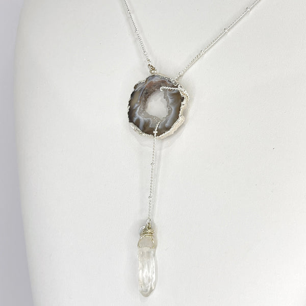 Silver Crystal Balance Lariat