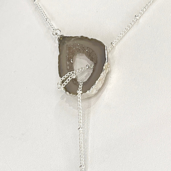 Silver Crystal Balance Lariat