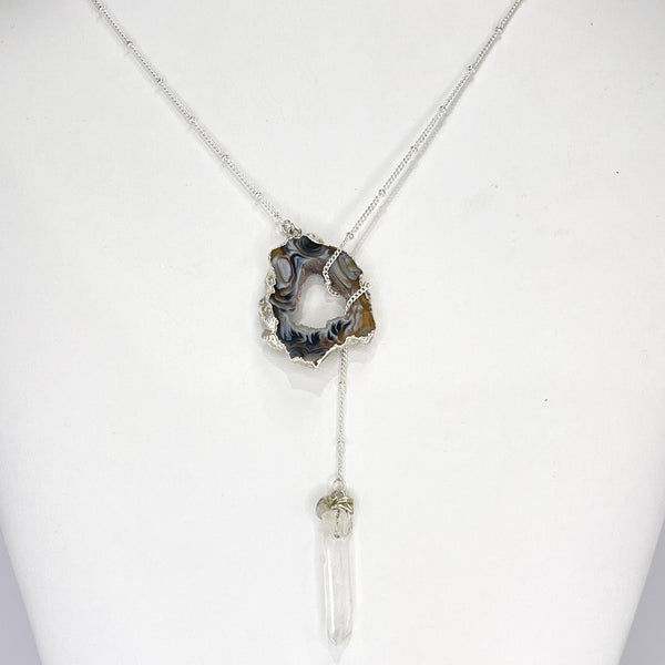 Silver Crystal Balance Lariat