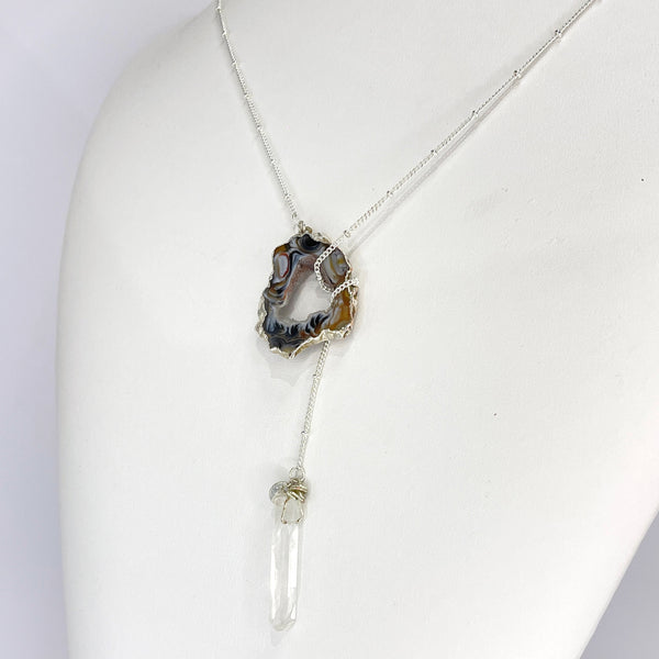 Silver Crystal Balance Lariat