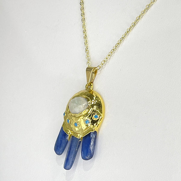 Kyanite & Amazonite Star Catcher Pendant in Gold