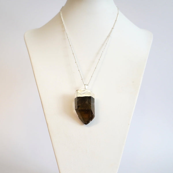 ・゚✧*・゚* SOLD OUT *・゚*✧・゚     Large Electroplated Smokey Quartz in Silver