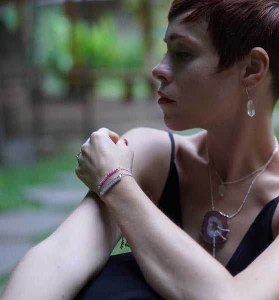 ・゚✧*・゚* SOLD OUT *・゚*✧・゚     Rectangular Druzy Bolo Bracelet in Silver