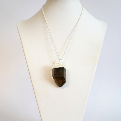 ･ﾟ✧*･ﾟ* SOLD OUT *･ﾟ*✧･ﾟ     Large Electroplated Smokey Quartz in Silver