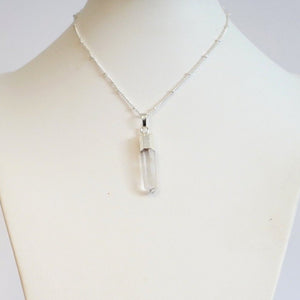 Petite Electroplated Clear Quartz Necklace in Silver