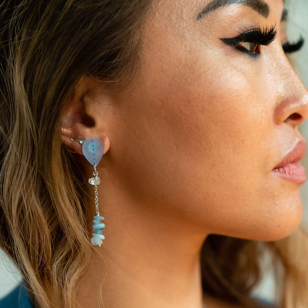 AJA Dewdrop Earrings in Aqua and Aquamarine