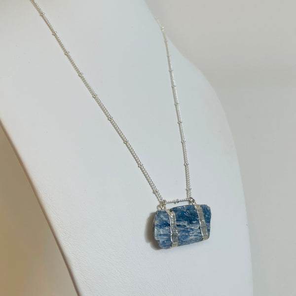 Blue Kyanite Horizon Necklace in Silver